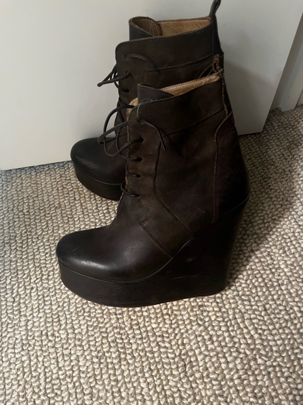 Billy Reid Brown platform Ankle Boots - Lace-Up - Picture 6 of 7